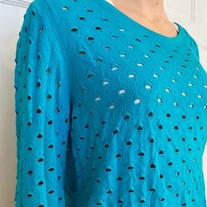 Knit Cut Out Turquoise Sweater